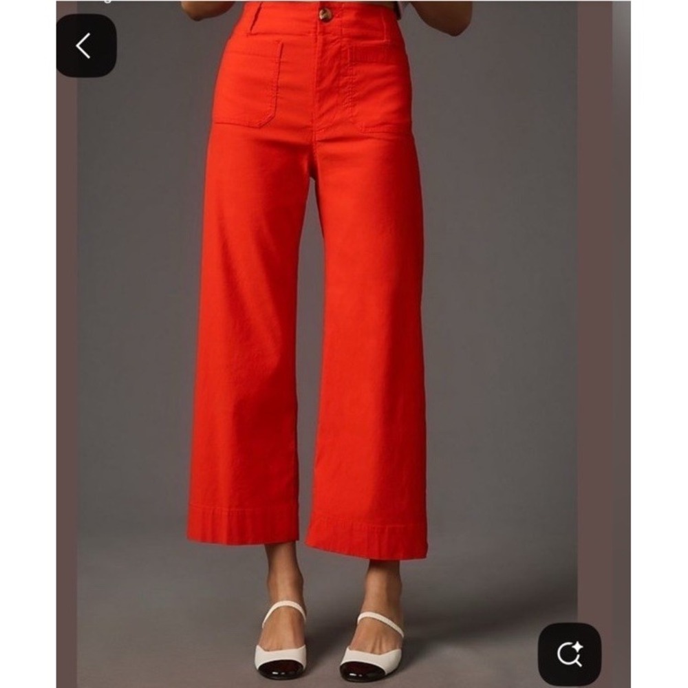 Maeve Anthropologie The Colette Pant Size 18W Red Orange Wide Crop High Rise